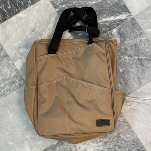 Casual Tote Bag in Gold/Tan with Black Straps